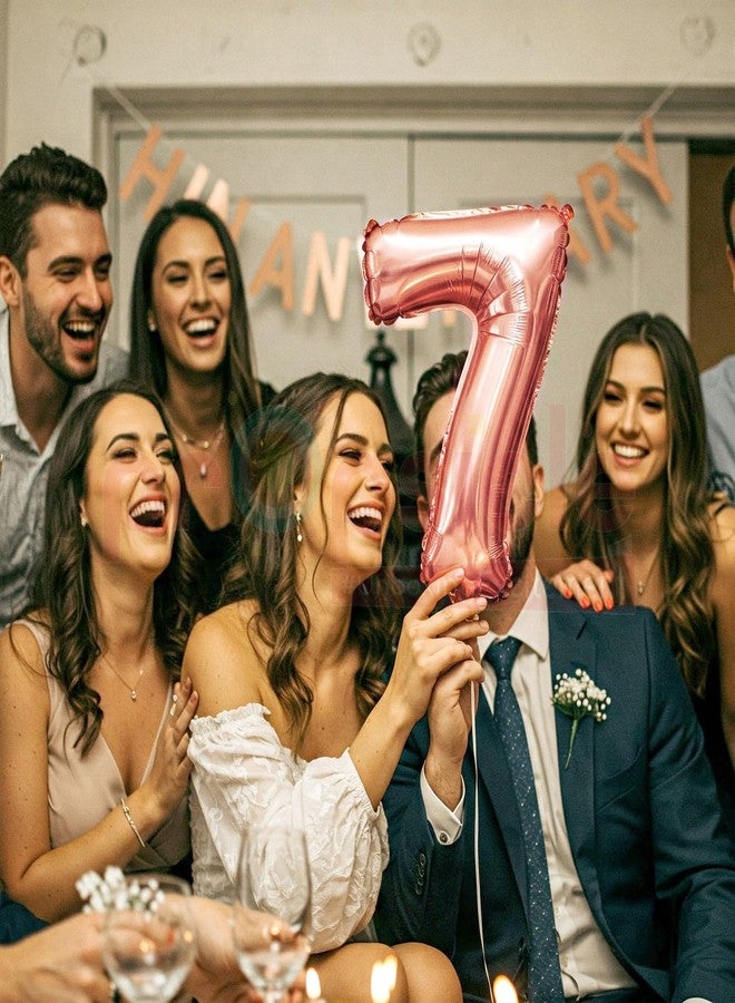 بروبسيكل بالون رقم 7 من بروبسيكل، مقاس 16 بوصة - ورق ذهبي وردي، مثالي لأعياد الميلاد، والذكرى السنوية، وحفلات المناسبات الخاصة، وخلفيات التصوير، وتزيين الطاولات. - Image 5